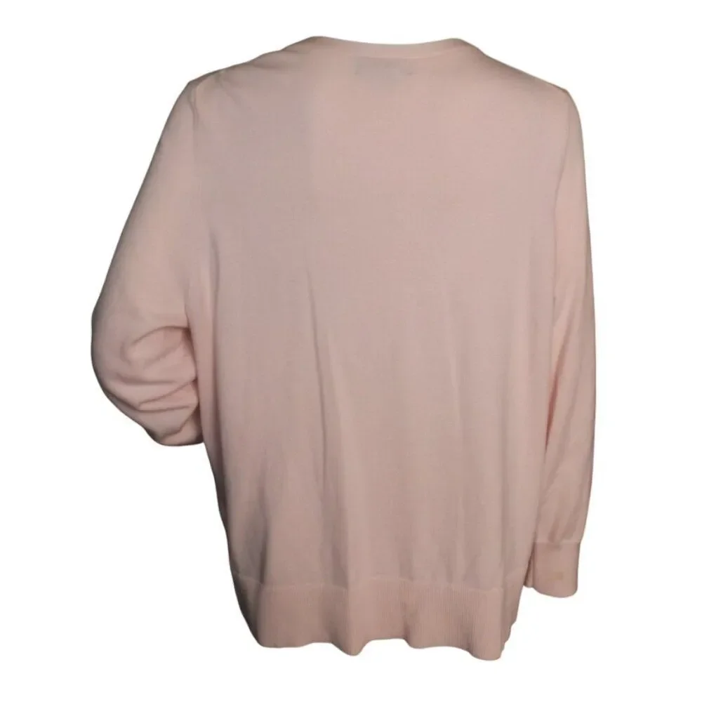 RESERVED! LANDS END Cardigan Sweater, 2X, Pastel Pink, Smooth Knit, - Picture 4 of 9